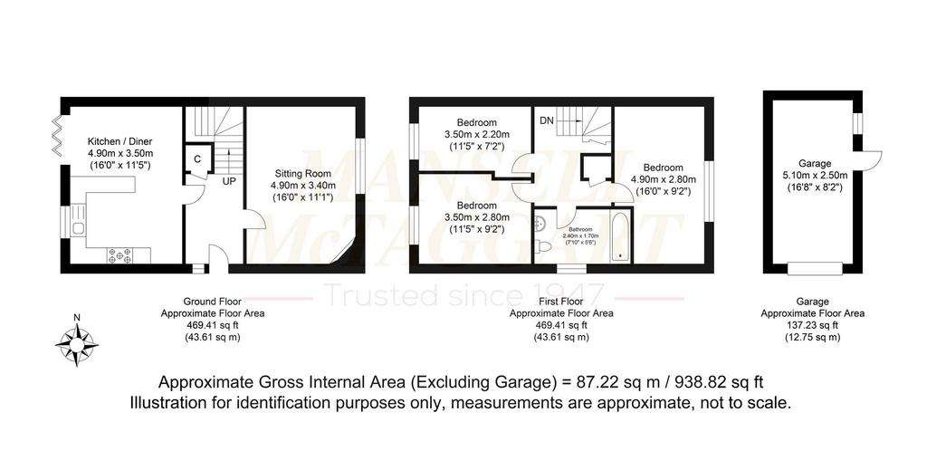 3 bedroom semi-detached house for sale - floorplan