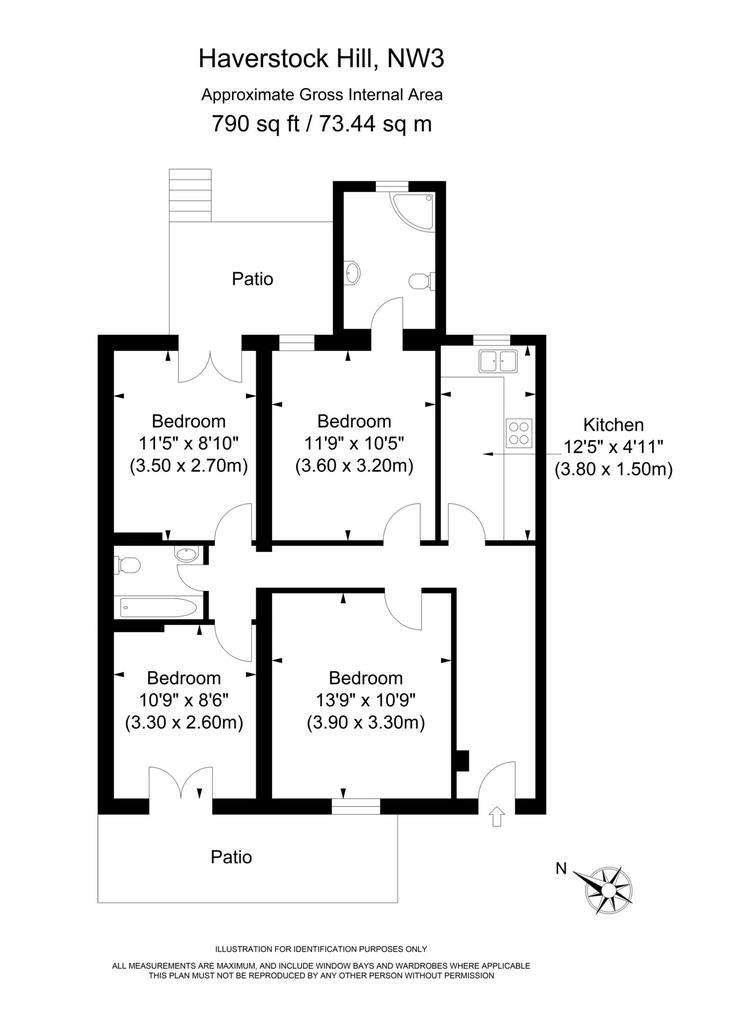 3 bedroom flat to rent - floorplan