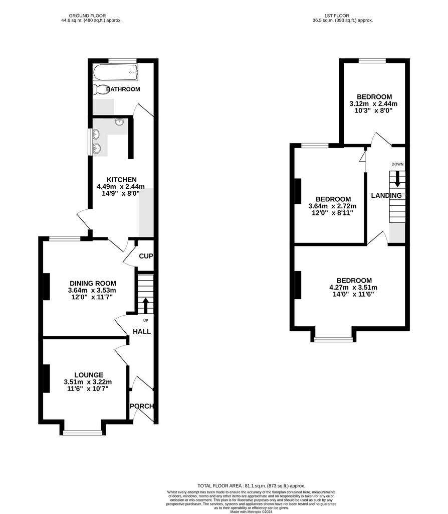 3 bedroom terraced house for sale - floorplan