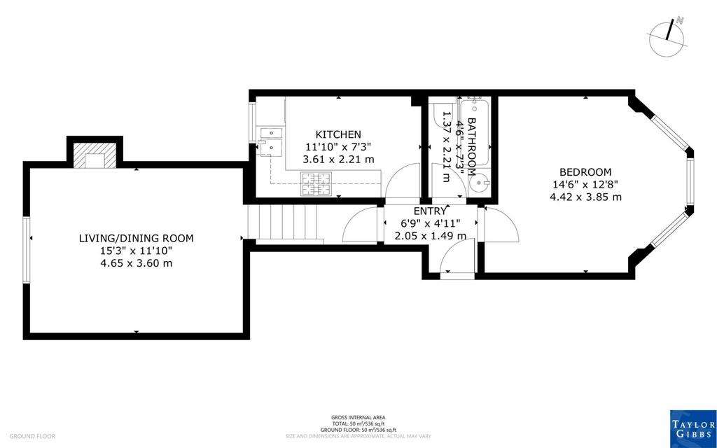 1 bedroom flat to rent - floorplan