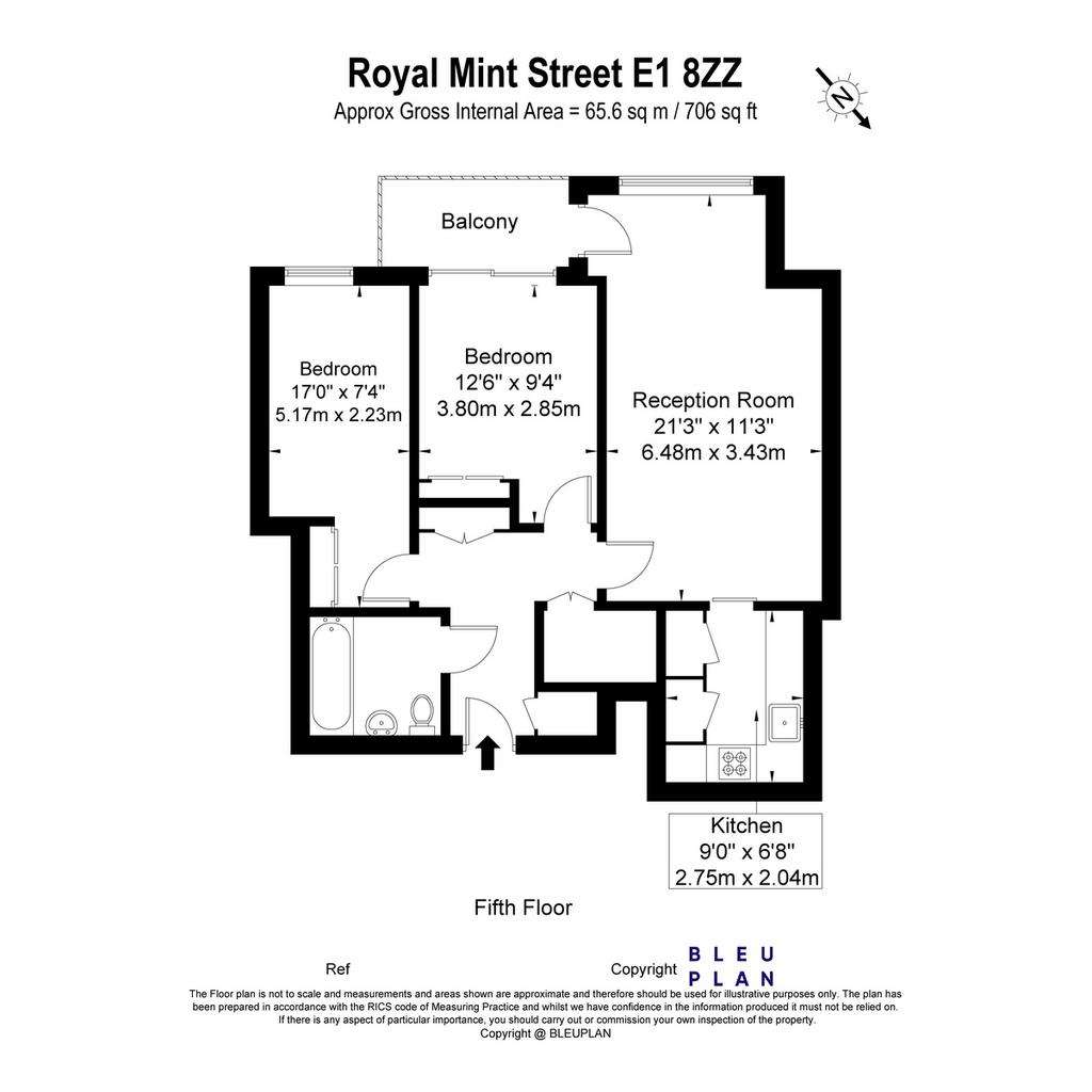 2 bedroom flat to rent - floorplan