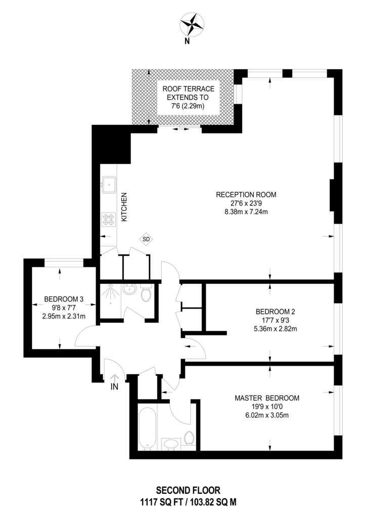 3 bedroom flat to rent - floorplan