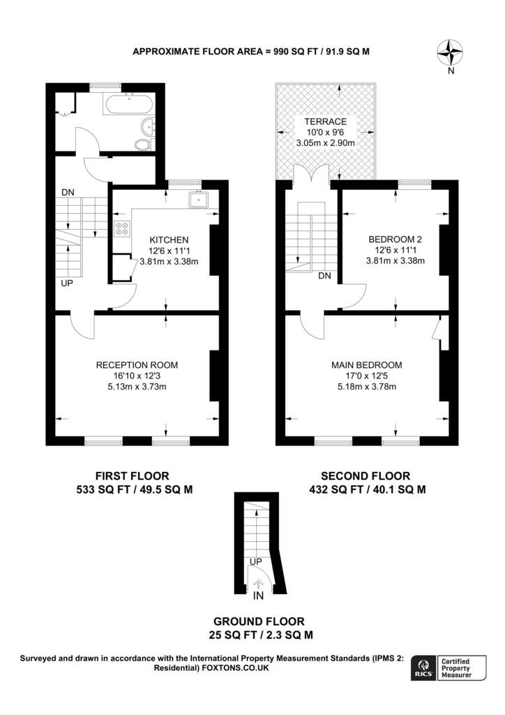 2 bedroom flat to rent - floorplan