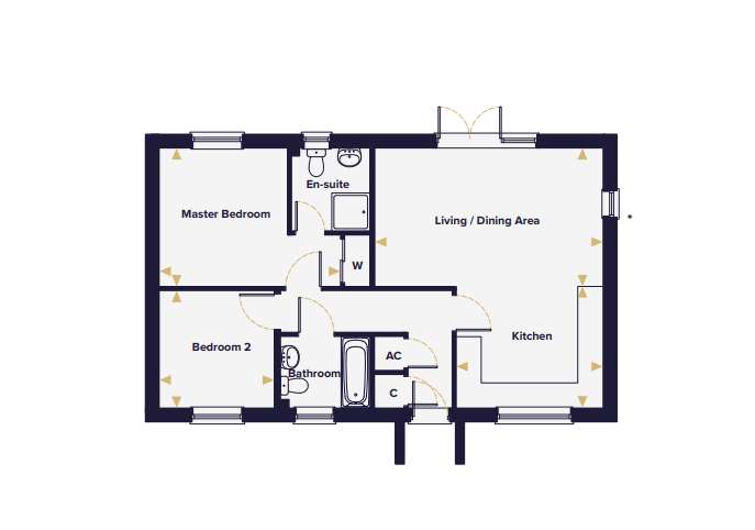 2 bedroom bungalow for sale - floorplan