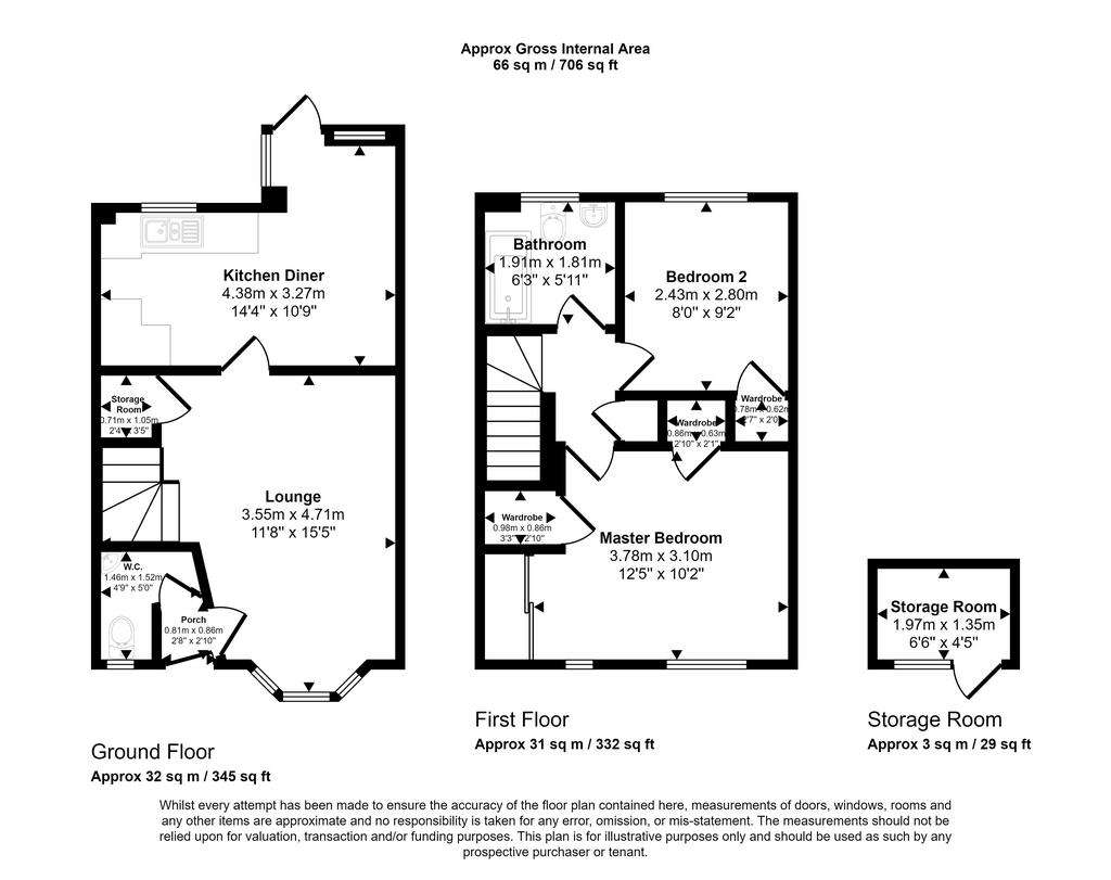 2 bedroom terraced house for sale - floorplan