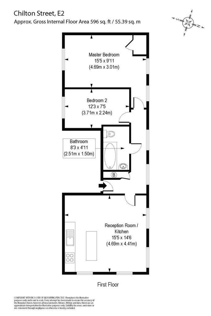 2 bedroom flat to rent - floorplan