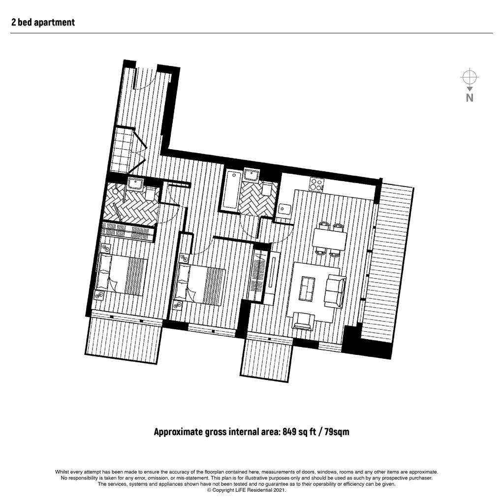 2 bedroom flat to rent - floorplan