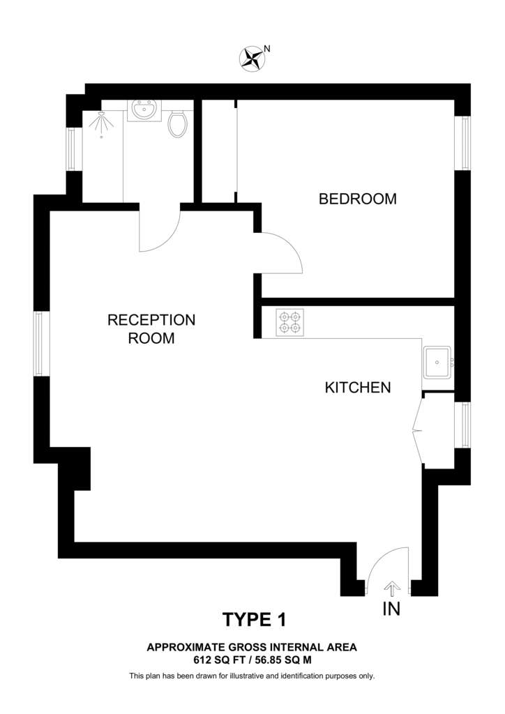 1 bedroom flat to rent - floorplan