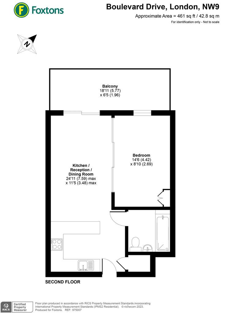 1 bedroom flat to rent - floorplan