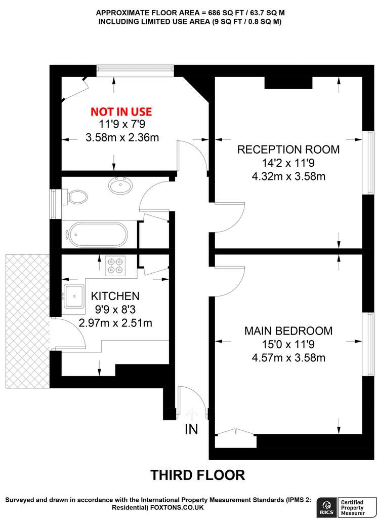 1 bedroom flat to rent - floorplan