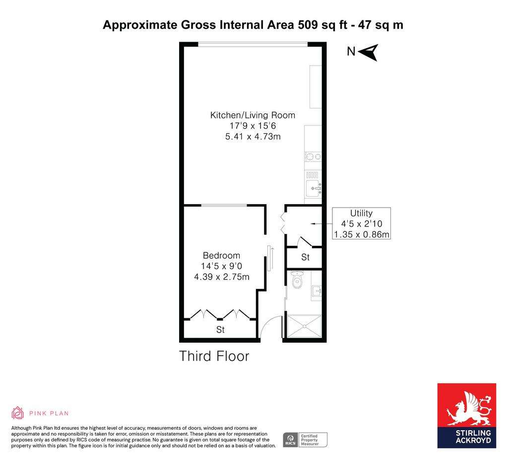 1 bedroom flat to rent - floorplan