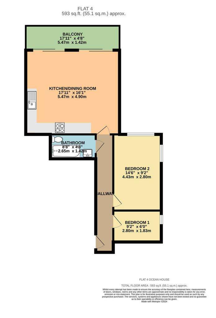 1 bedroom flat to rent - floorplan