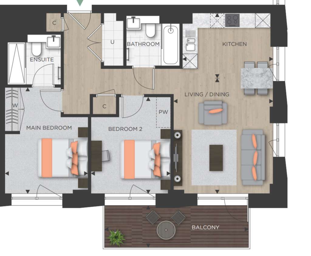 2 bedroom flat to rent - floorplan