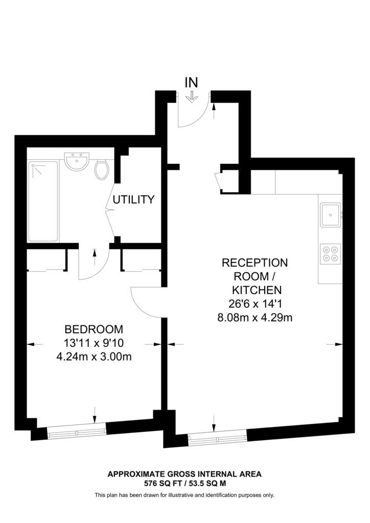 1 bedroom flat to rent - floorplan