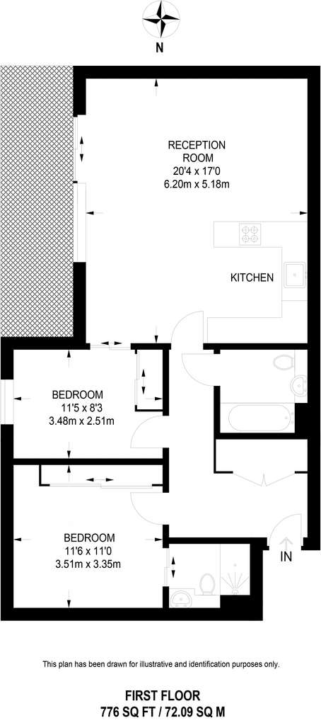 2 bedroom flat to rent - floorplan