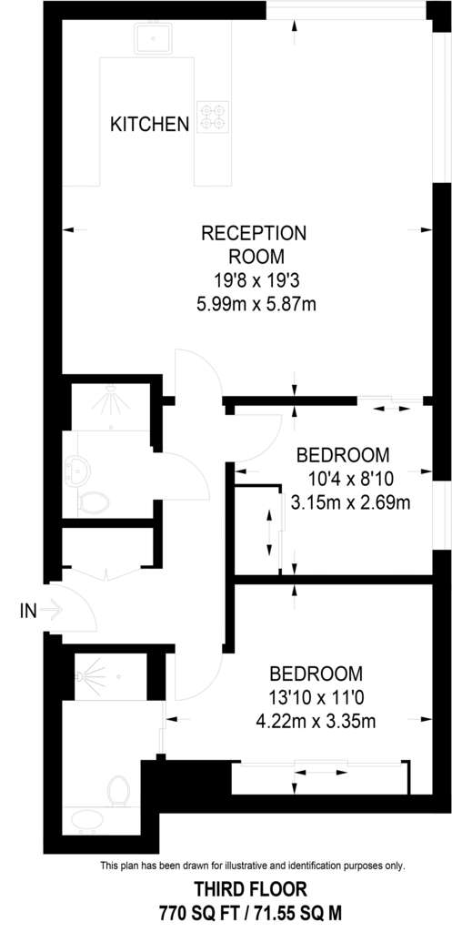 2 bedroom flat to rent - floorplan