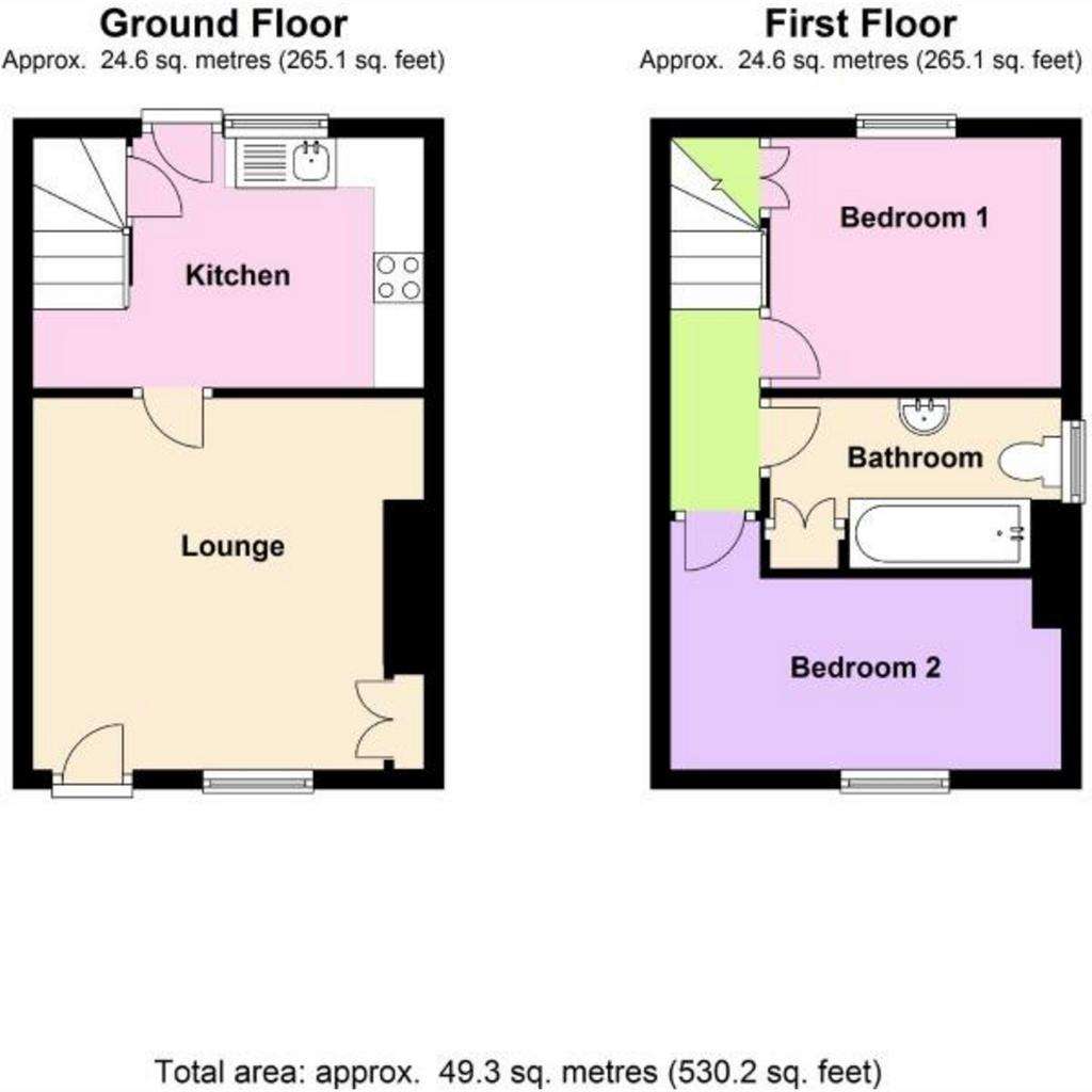 2 bedroom end of terrace house for sale - floorplan