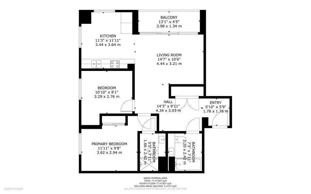 2 bedroom flat to rent - floorplan