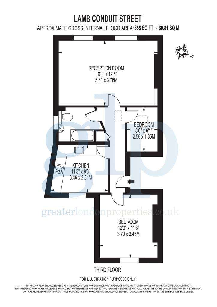 1 bedroom flat to rent - floorplan