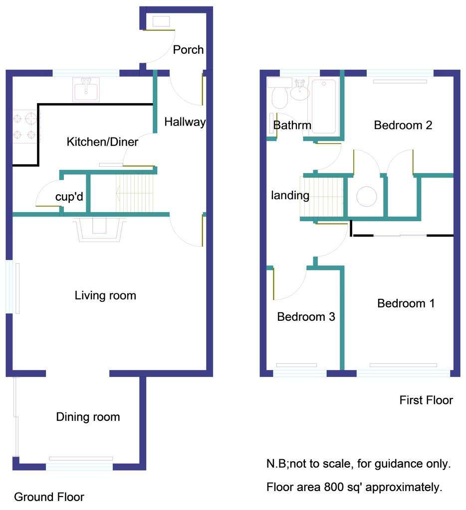 3 bedroom terraced house for sale - floorplan