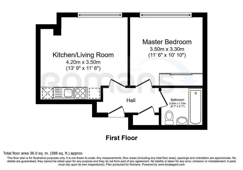 1 bedroom flat to rent - floorplan