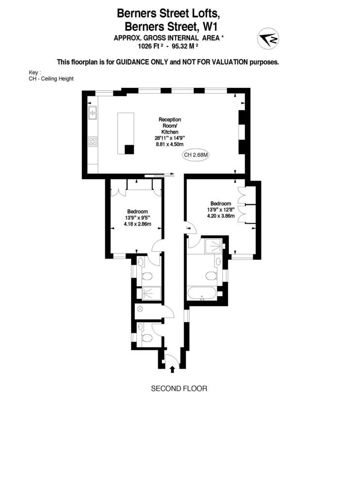 2 bedroom flat to rent - floorplan