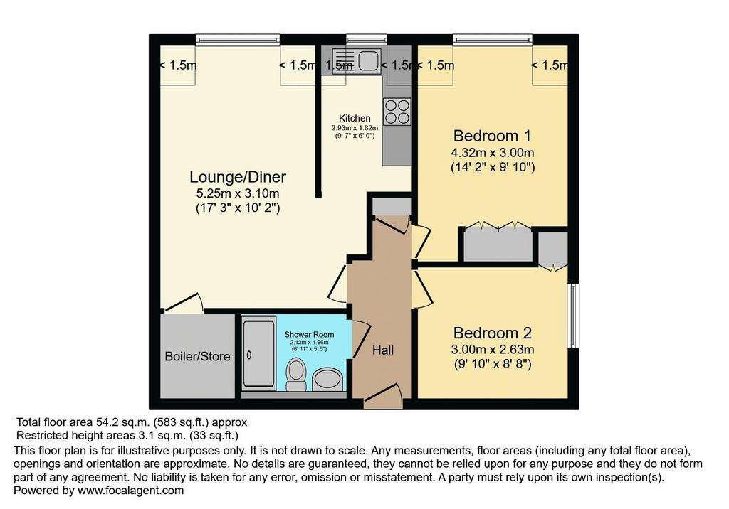 2 bedroom retirement property for sale - floorplan