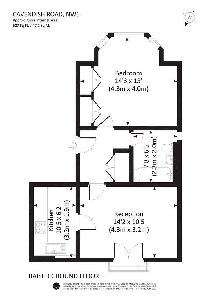 1 bedroom flat to rent - floorplan