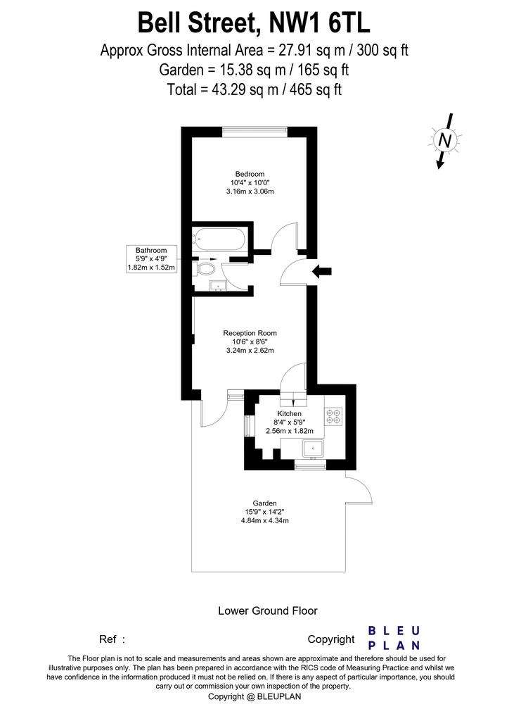 1 bedroom flat to rent - floorplan