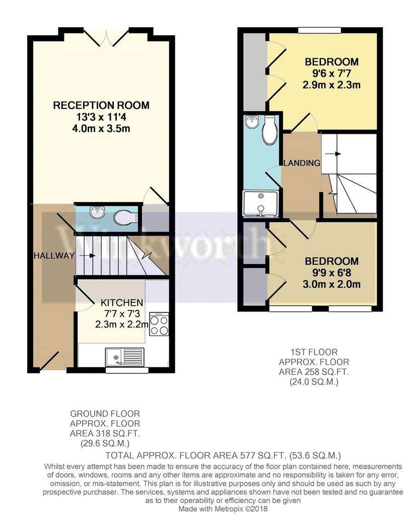 2 bedroom end of terrace house to rent - floorplan