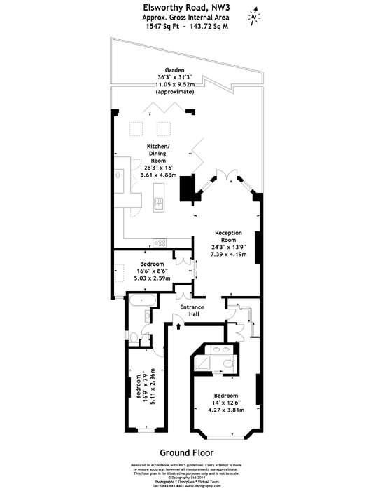 3 bedroom flat to rent - floorplan