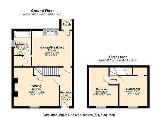 2 bedroom cottage for sale - floorplan