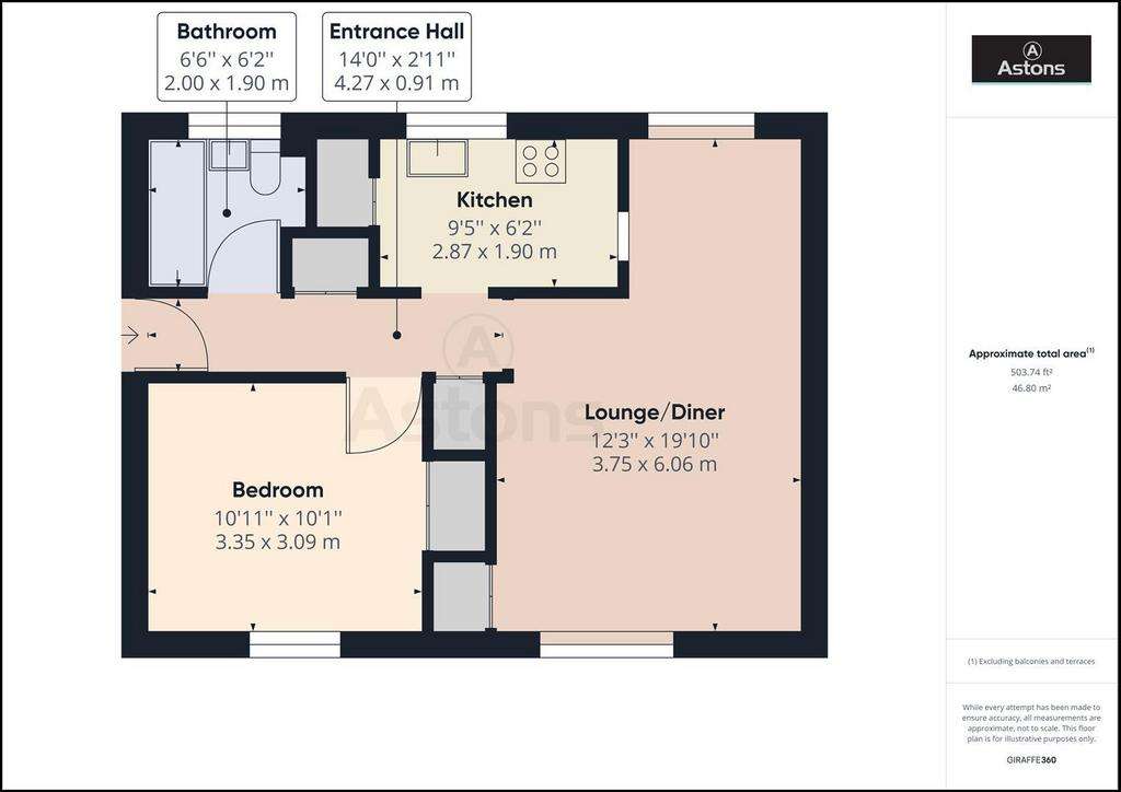 1 bedroom flat to rent - floorplan