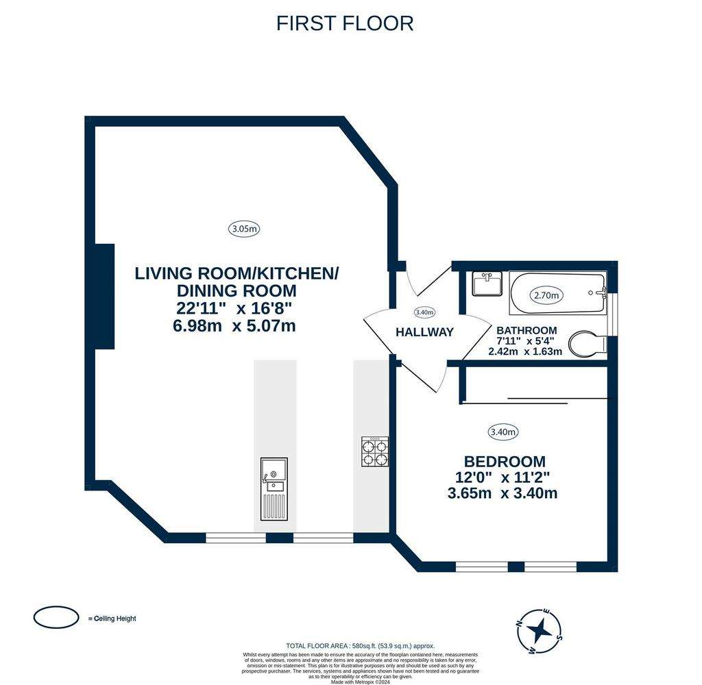 1 bedroom flat to rent - floorplan