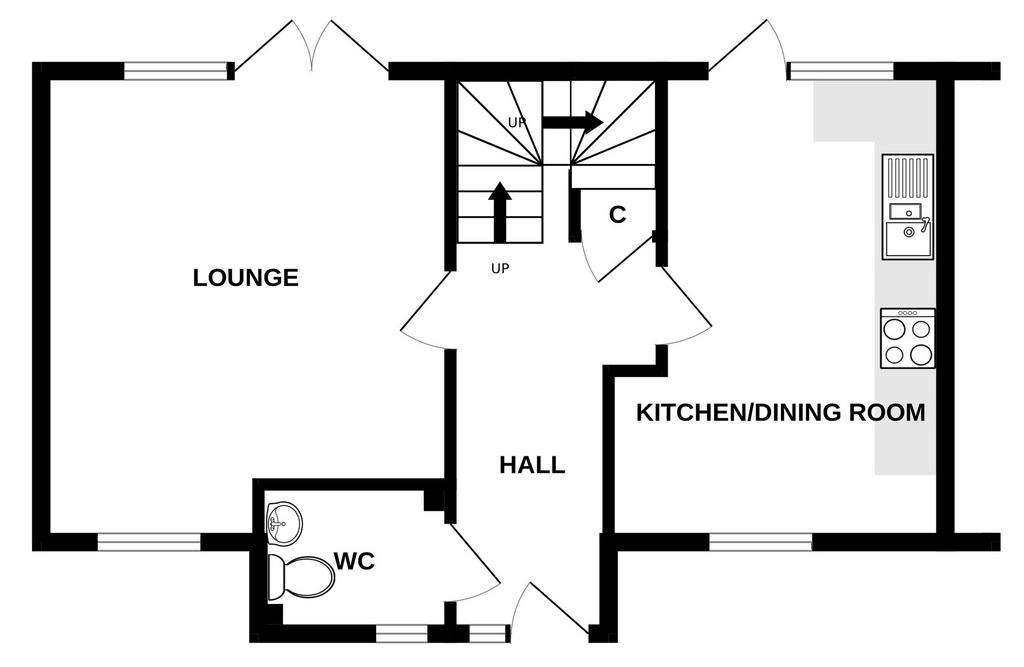 2 bedroom terraced house to rent - floorplan