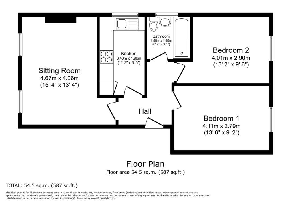 2 bedroom flat to rent - floorplan