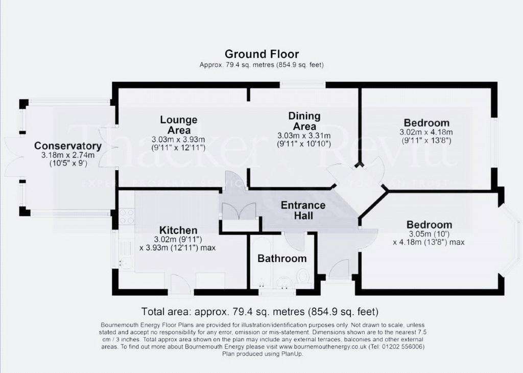 2 bedroom bungalow for sale - floorplan