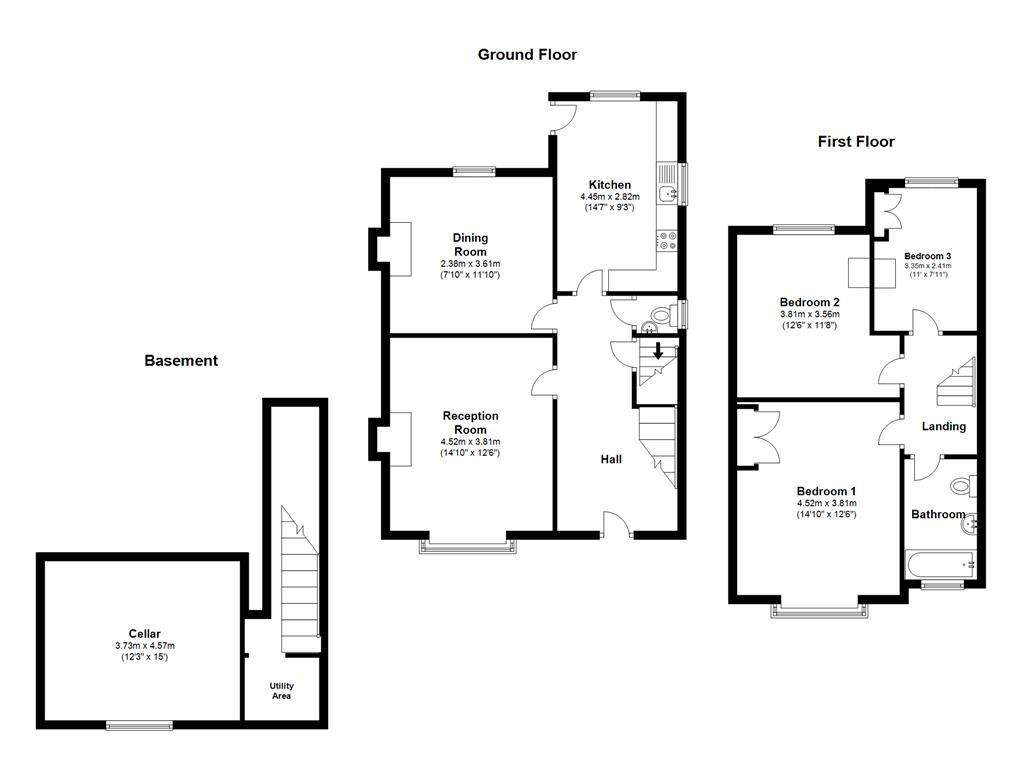 3 bedroom semi-detached house to rent - floorplan