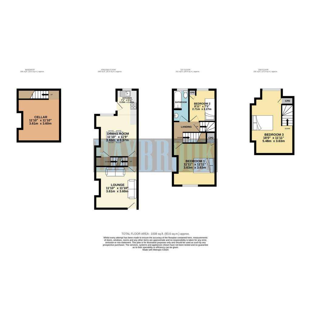 3 bedroom terraced house for sale - floorplan