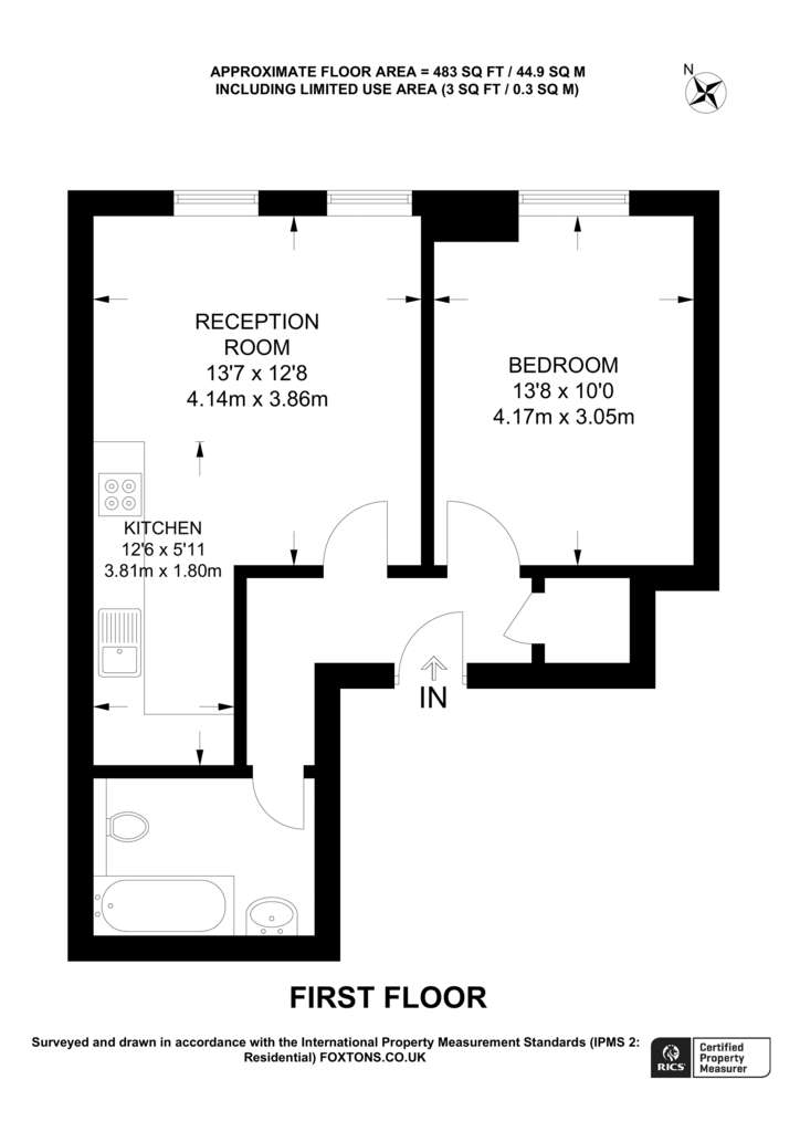 1 bedroom flat to rent - floorplan