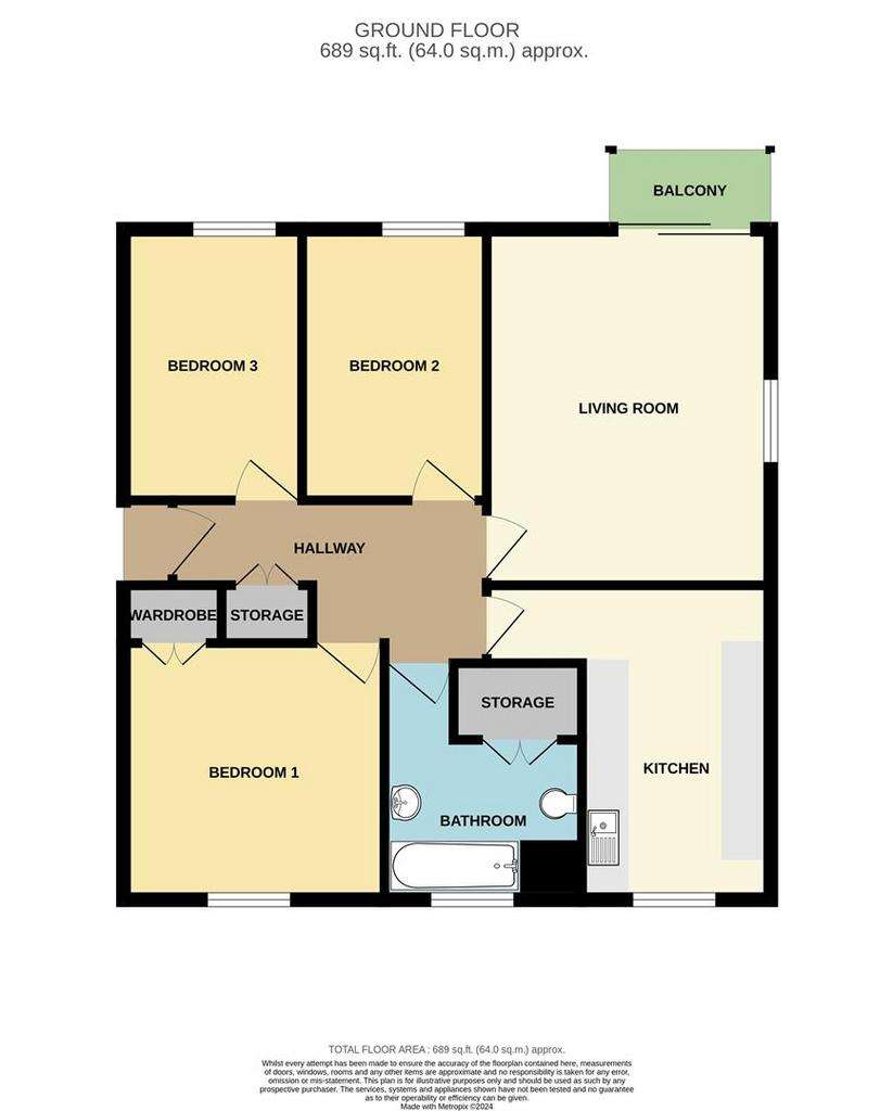 3 bedroom flat for sale - floorplan