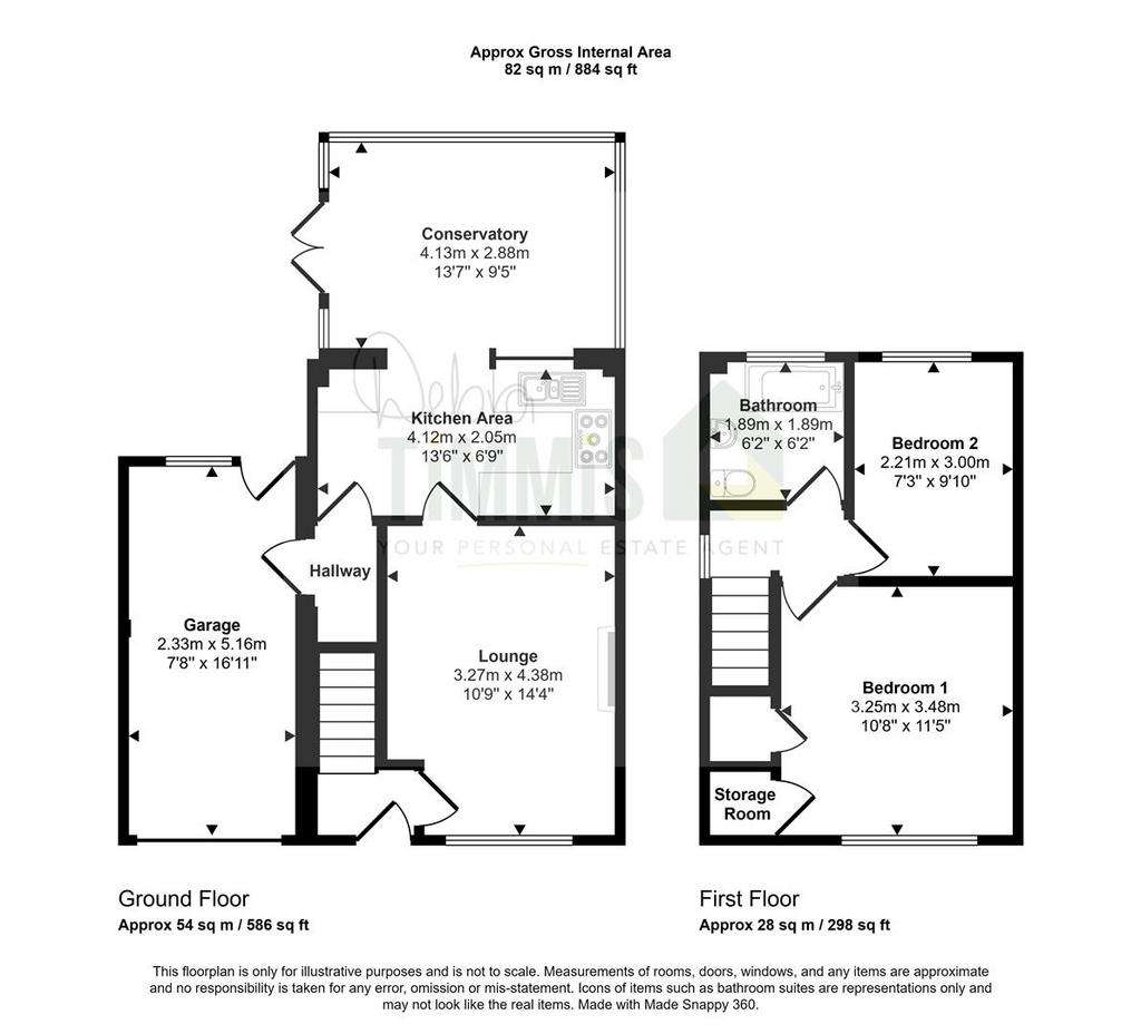 2 bedroom semi-detached house for sale - floorplan