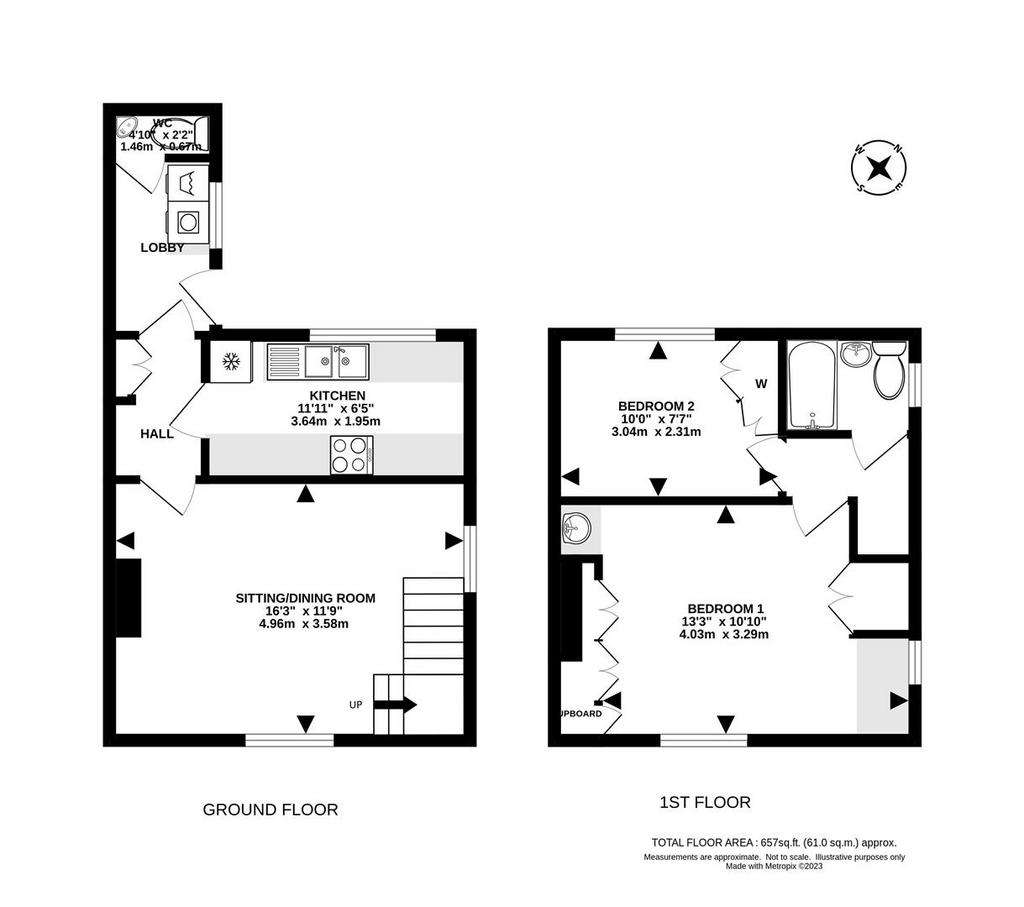 2 bedroom cottage to rent - floorplan