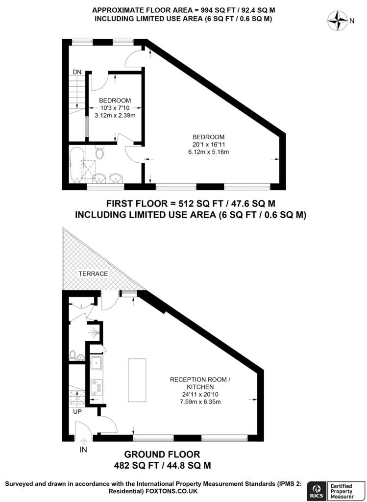 2 bedroom house to rent - floorplan