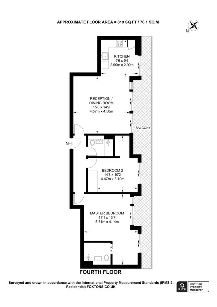 2 bedroom flat to rent - floorplan