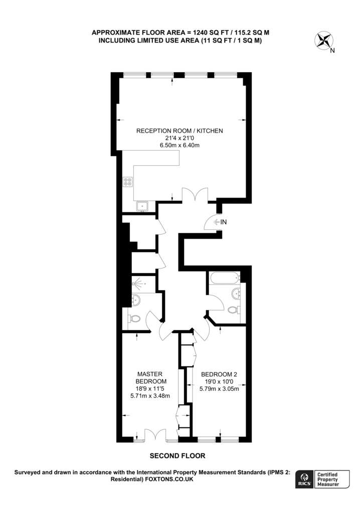 2 bedroom flat to rent - floorplan