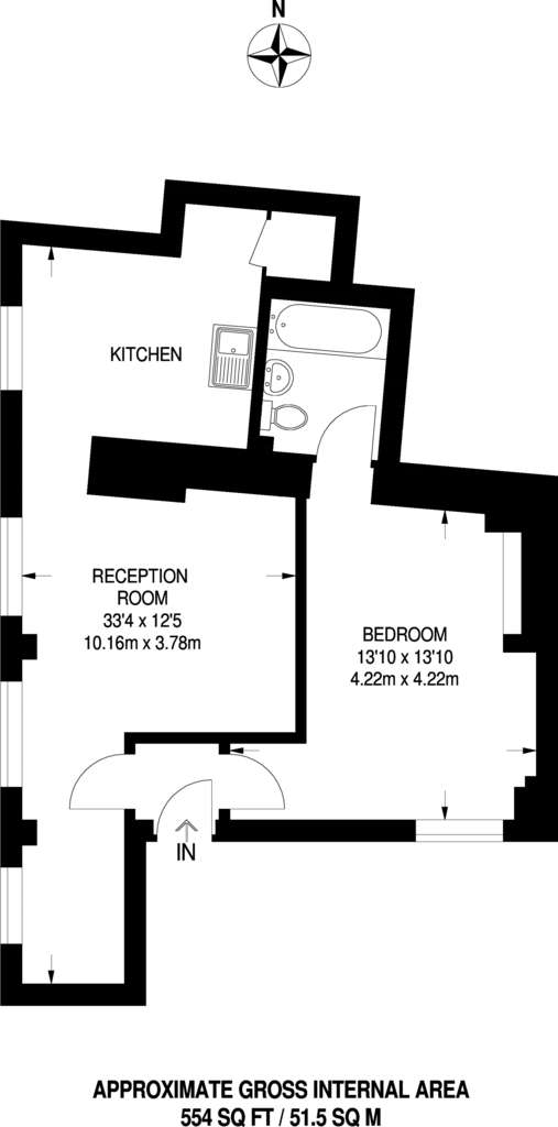 1 bedroom flat to rent - floorplan