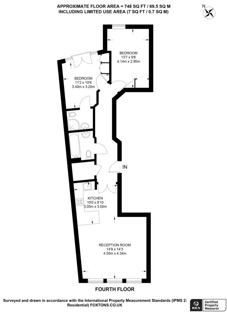 2 bedroom flat to rent - floorplan