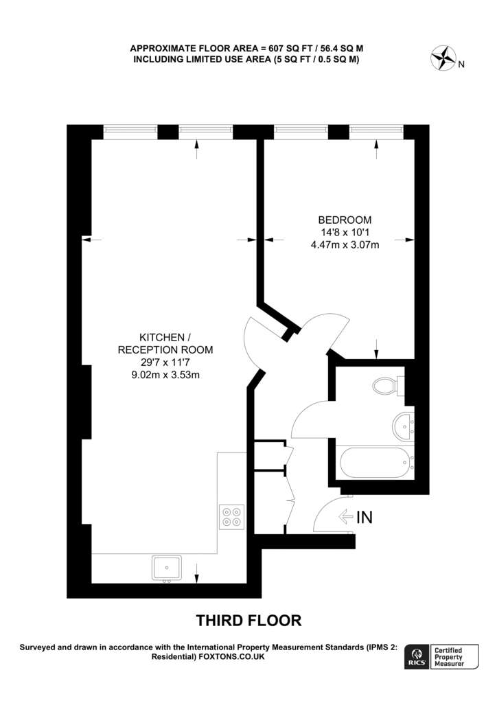 1 bedroom flat to rent - floorplan