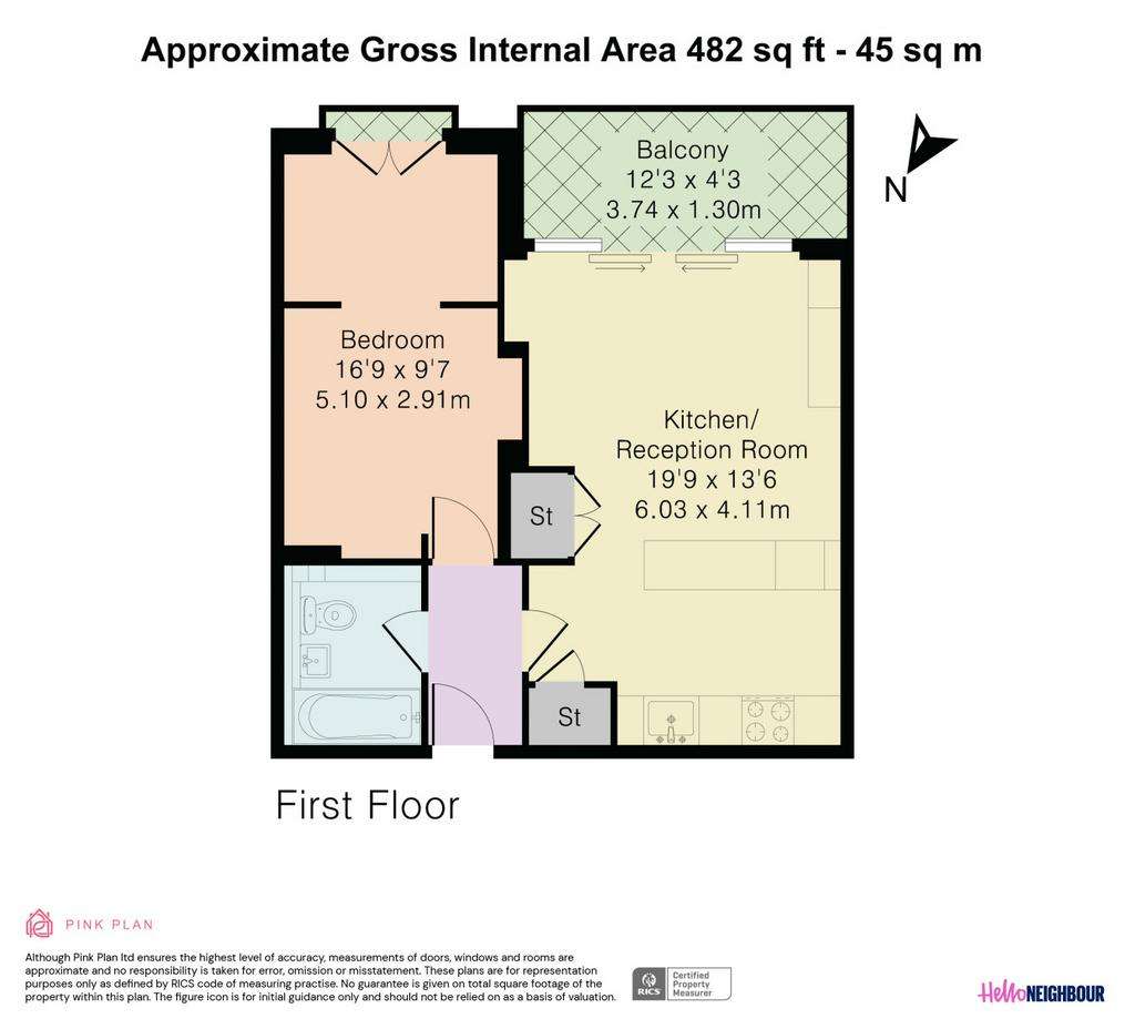 1 bedroom flat to rent - floorplan